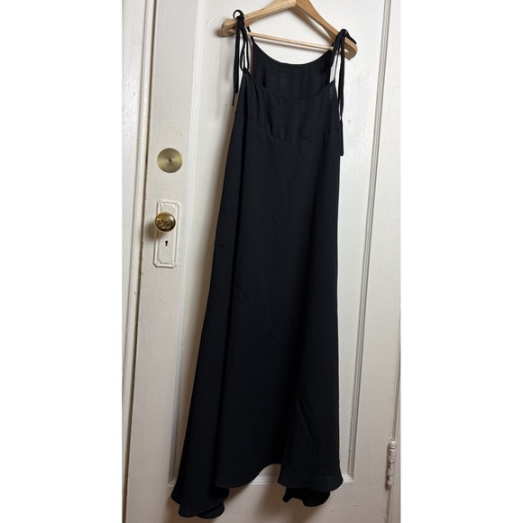 Claude Tulum Black Flowy Tie Strap Bias Cut Maxi Dress Size Small - Picture 2 of 5
